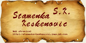 Stamenka Keskenović vizit kartica